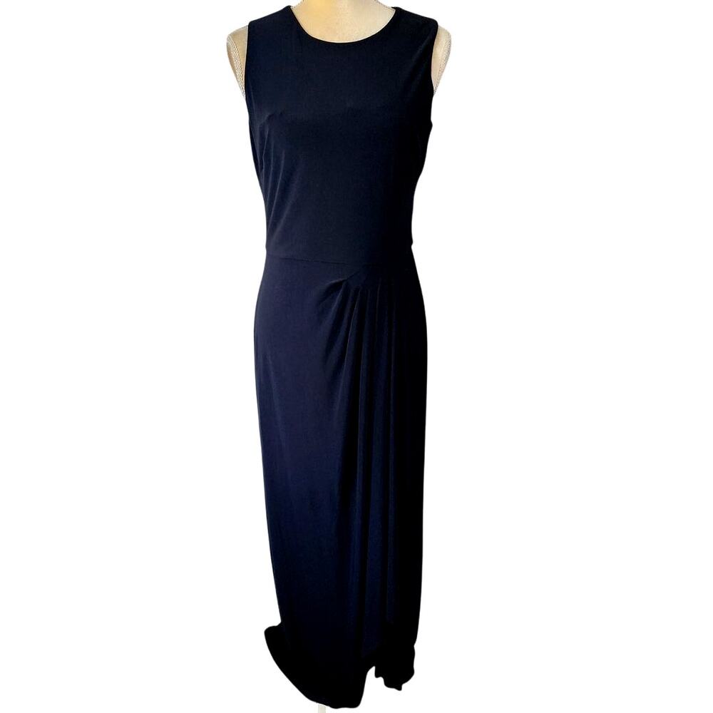 Lauren by Ralph Lauren Black Maxi Evening Romantic Side Gathered Ruched Dress 8